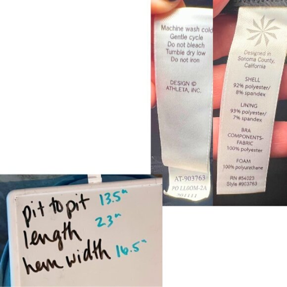 ATHLETA V-Neck Active Tank Ruched Sides Built-In Bra Size 34B - Picture 10 of 10